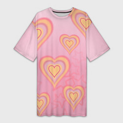 Женская длинная футболка Сердца градиент