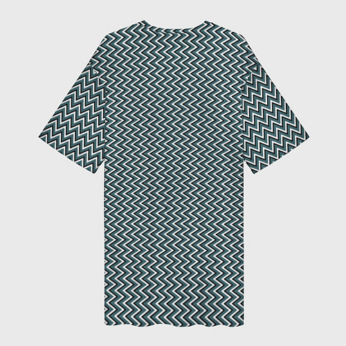 Женская длинная футболка Треугольные полосы бело-бирюзовый / 3D-принт – фото 2