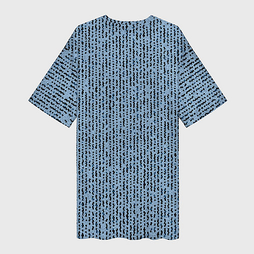 Женская длинная футболка Голубой с чёрным мелкая мозаика / 3D-принт – фото 2