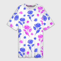 Женская длинная футболка Цветочный узор из роз - паттерн