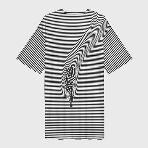 Женская длинная футболка Зебра плывущая в полосках / 3D-принт – фото 2