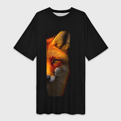 Женская длинная футболка Морда рыжей лисы