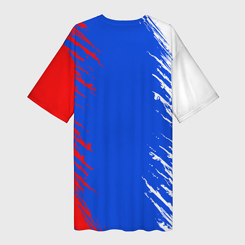 Женская длинная футболка Триколор штрихи с гербор / 3D-принт – фото 2