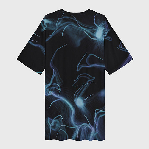 Женская длинная футболка Синие неоновые молнии / 3D-принт – фото 2