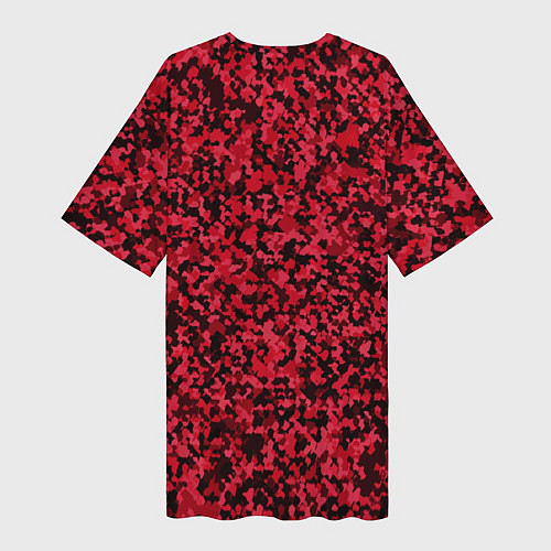 Женская длинная футболка Тёмно-красный паттерн пятнистый / 3D-принт – фото 2