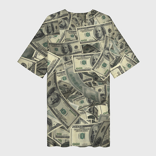 Женская длинная футболка Летящие доллары паттерн / 3D-принт – фото 2