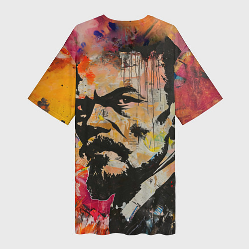 Женская длинная футболка Граффити портрет Владимира Ленина / 3D-принт – фото 2