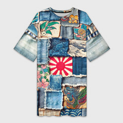 Женская длинная футболка Японское художество пэчворк