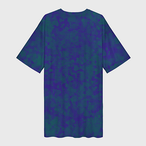 Женская длинная футболка Камуфляж синий с зелеными пятнами / 3D-принт – фото 2