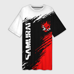 Женская длинная футболка Самурай лого - киберпанк 2077