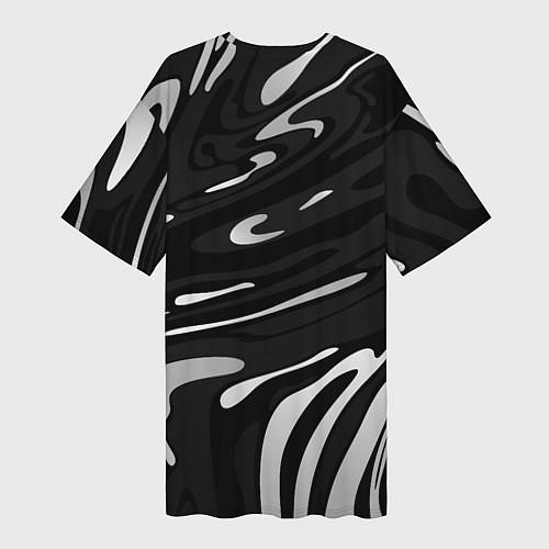Женская длинная футболка Мерседес АМГ - белые волны / 3D-принт – фото 2
