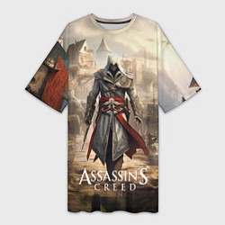 Футболка женская длинная Assassins creed старый город, цвет: 3D-принт