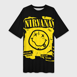 Женская длинная футболка Nirvana - смайлик