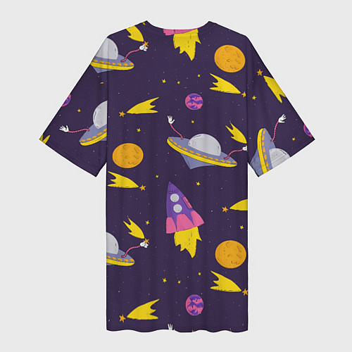 Женская длинная футболка Космические приключения / 3D-принт – фото 2