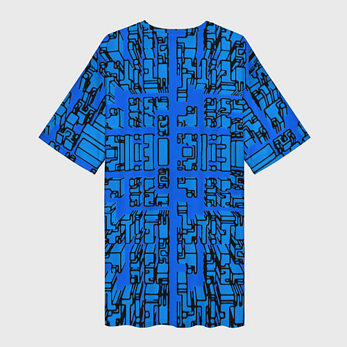 Женская длинная футболка Синие фигуры с эффектом рыбьего глаза / 3D-принт – фото 2