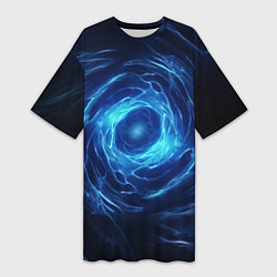 Женская длинная футболка Взрыв синий геометрической абстракции