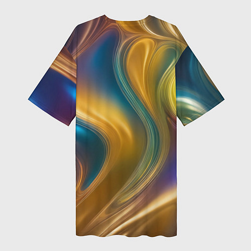 Женская длинная футболка Жидкий разноцветный металл / 3D-принт – фото 2