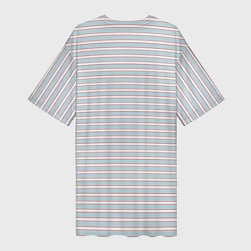 Женская длинная футболка Белый в серо-голубую полоску / 3D-принт – фото 2