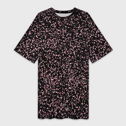 Женская длинная футболка Чёрный с мелкими розовыми брызгами