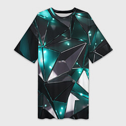 Женская длинная футболка Геометрическая абстракция Блестящие грани
