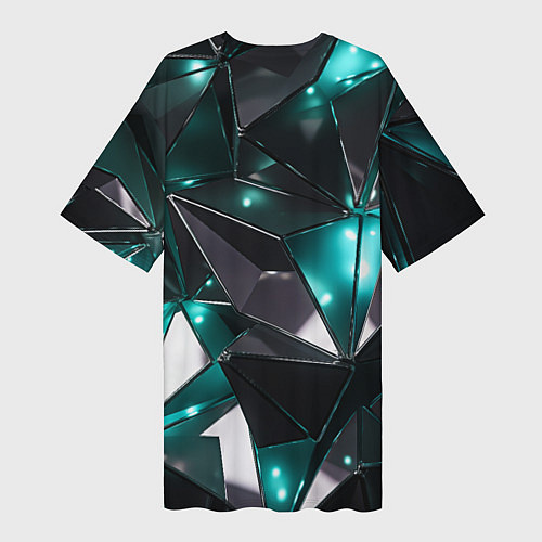 Женская длинная футболка Геометрическая абстракция Блестящие грани / 3D-принт – фото 2
