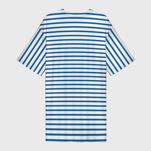 Женская длинная футболка Белый в сине-голубую полоску / 3D-принт – фото 2