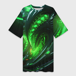 Женская длинная футболка Кислотная зеленая яркая неоновая абстракция