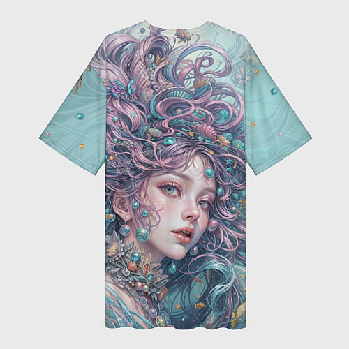 Женская длинная футболка Морская русалка / 3D-принт – фото 2