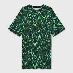 Женская длинная футболка Абстрактные зеленые волны