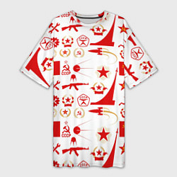 Женская длинная футболка СССР знак качества красный