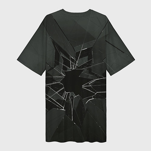 Женская длинная футболка Черное разбитое стекло / 3D-принт – фото 2