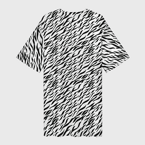 Женская длинная футболка Чёрно-белый имитация шкуры / 3D-принт – фото 2