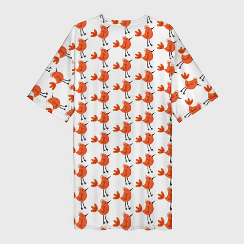 Женская длинная футболка Миленькие рыжие птички / 3D-принт – фото 2