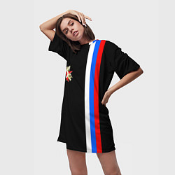 Футболка женская длинная Великая отечественная - триколор полосы, цвет: 3D-принт — фото 2
