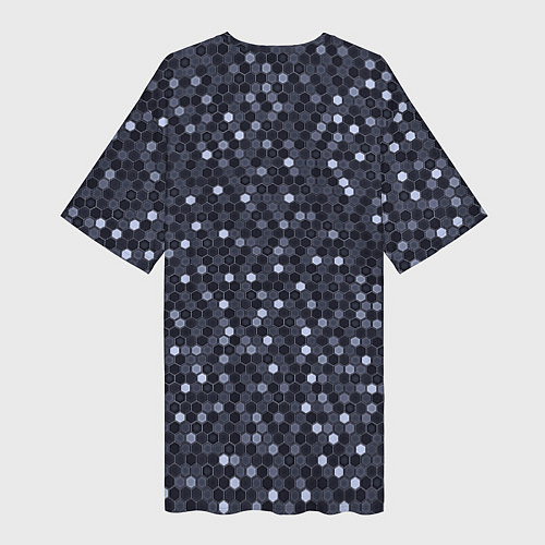 Женская длинная футболка Соты металлический синий / 3D-принт – фото 2