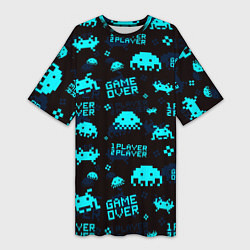 Женская длинная футболка Game over 1 player 2 player