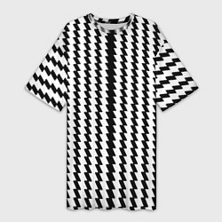Женская длинная футболка Чёрно-белые вертикальные полосы