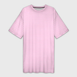 Женская длинная футболка Светлый розовый в белую полоску
