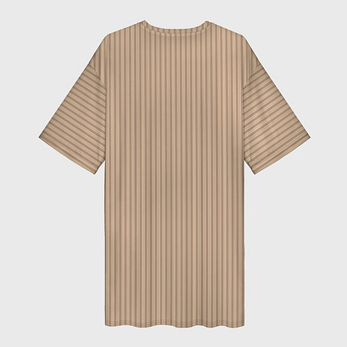 Женская длинная футболка Светлый коричневый в полоску / 3D-принт – фото 2