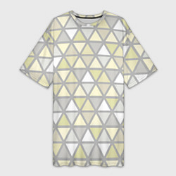 Женская длинная футболка Паттерн геометрия светлый жёлто-серый