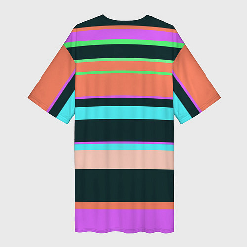 Женская длинная футболка Цветные разные полосы / 3D-принт – фото 2
