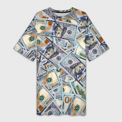Женская длинная футболка Банкноты сто долларов