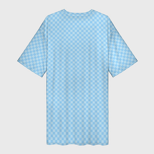 Женская длинная футболка Светлый голубой паттерн мелкая шахматка / 3D-принт – фото 2