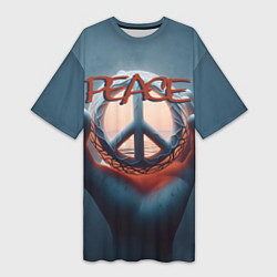 Женская длинная футболка Знак мира в ладони