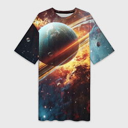 Женская длинная футболка Большая планета