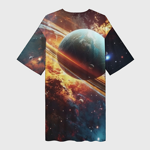 Женская длинная футболка Большая планета / 3D-принт – фото 2
