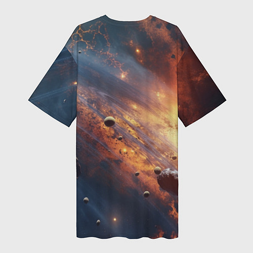Женская длинная футболка Вселенная и планеты / 3D-принт – фото 2