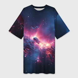 Женская длинная футболка Взрыв в космосе