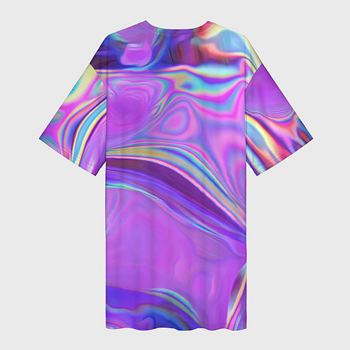 Женская длинная футболка Неоновый розовый бензин / 3D-принт – фото 2