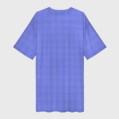Женская длинная футболка Умеренный аспидно-синий клетчатый / 3D-принт – фото 2